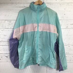 Vintage BROOKS Pastel Windbreaker Nylon Vented Jacket Packable Hood Size Large 